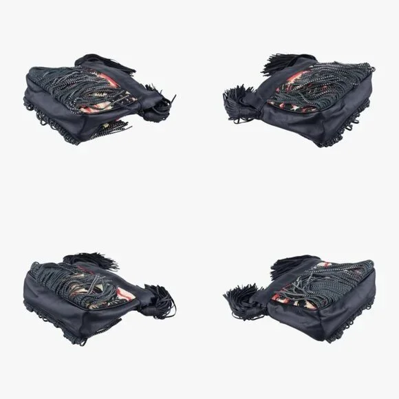 Saint Laurent Yves Helena Fringe Bucket Multicolor Canvas Shoulder Bag - Picture 4 of 10